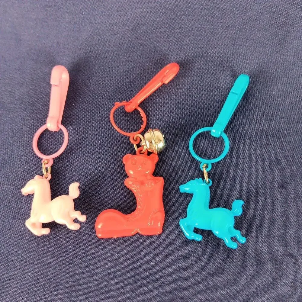 80s Bell Charms Stallions Teddy in a Boot Red Pink Teal Lot Loose Played W/ Toys